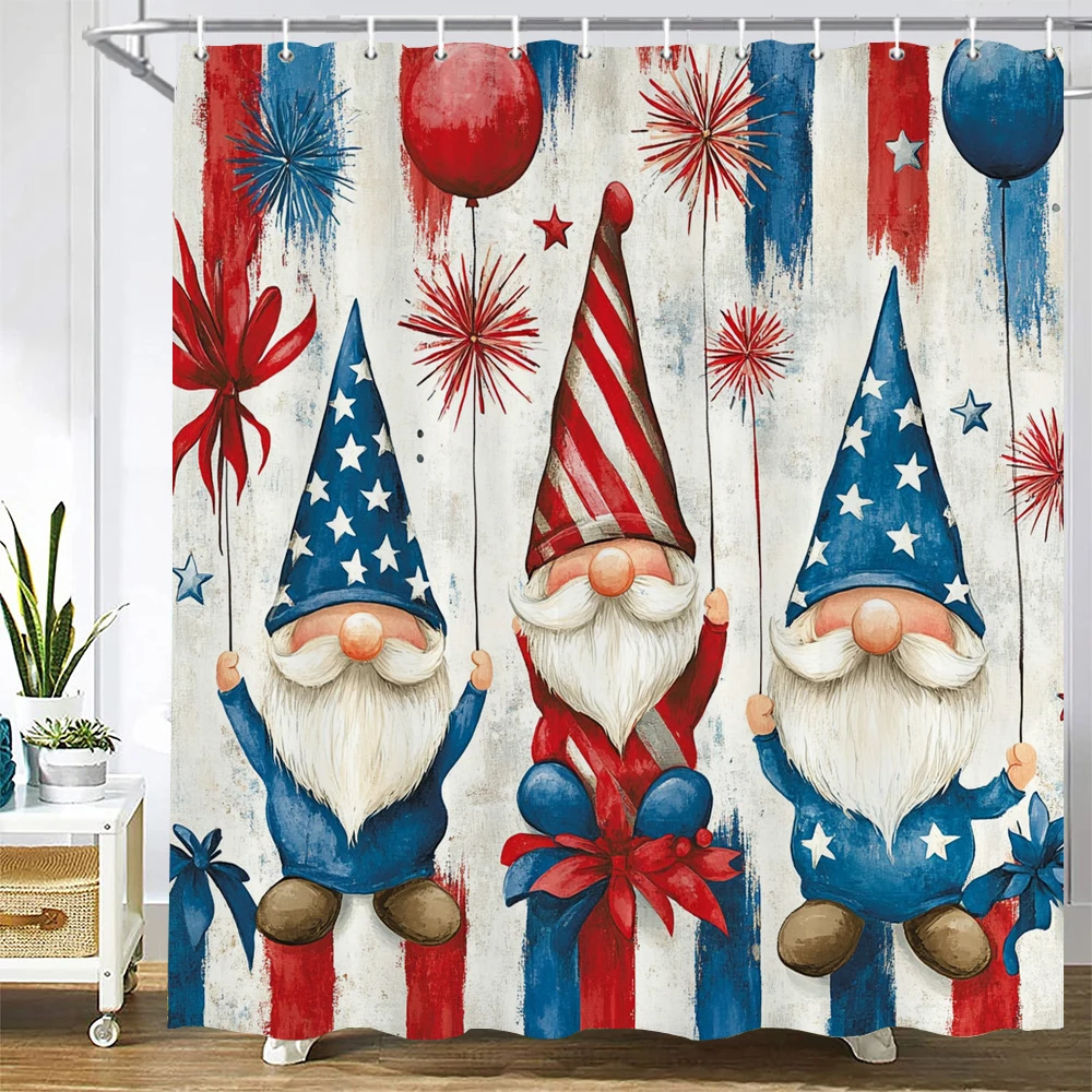 

Cartoon elf Santa Claus Shower Curtain, Bathroom Decorative Christmas Shower Curtain, Waterproof Shower Curtain with Hooks