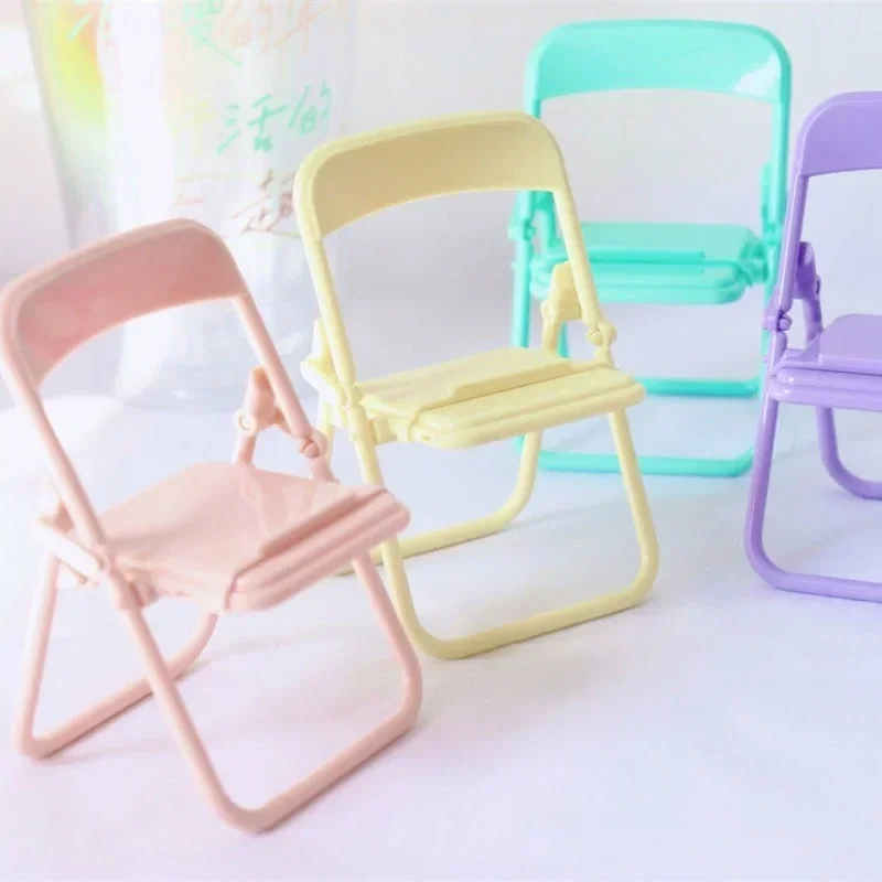 Mini Mobile Phone Holder Toy for IPhone 13 12 Pro Max Xiaomi 11 Portable Chair Stand Foldable Desktop Decoration Chair Kids Toys