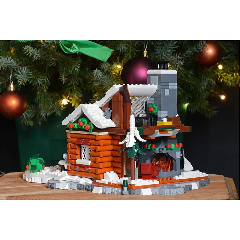 christmas house train holiday season bricks santa xmas noel cottage blocks natale cabin winter village moc weihnachten navidad