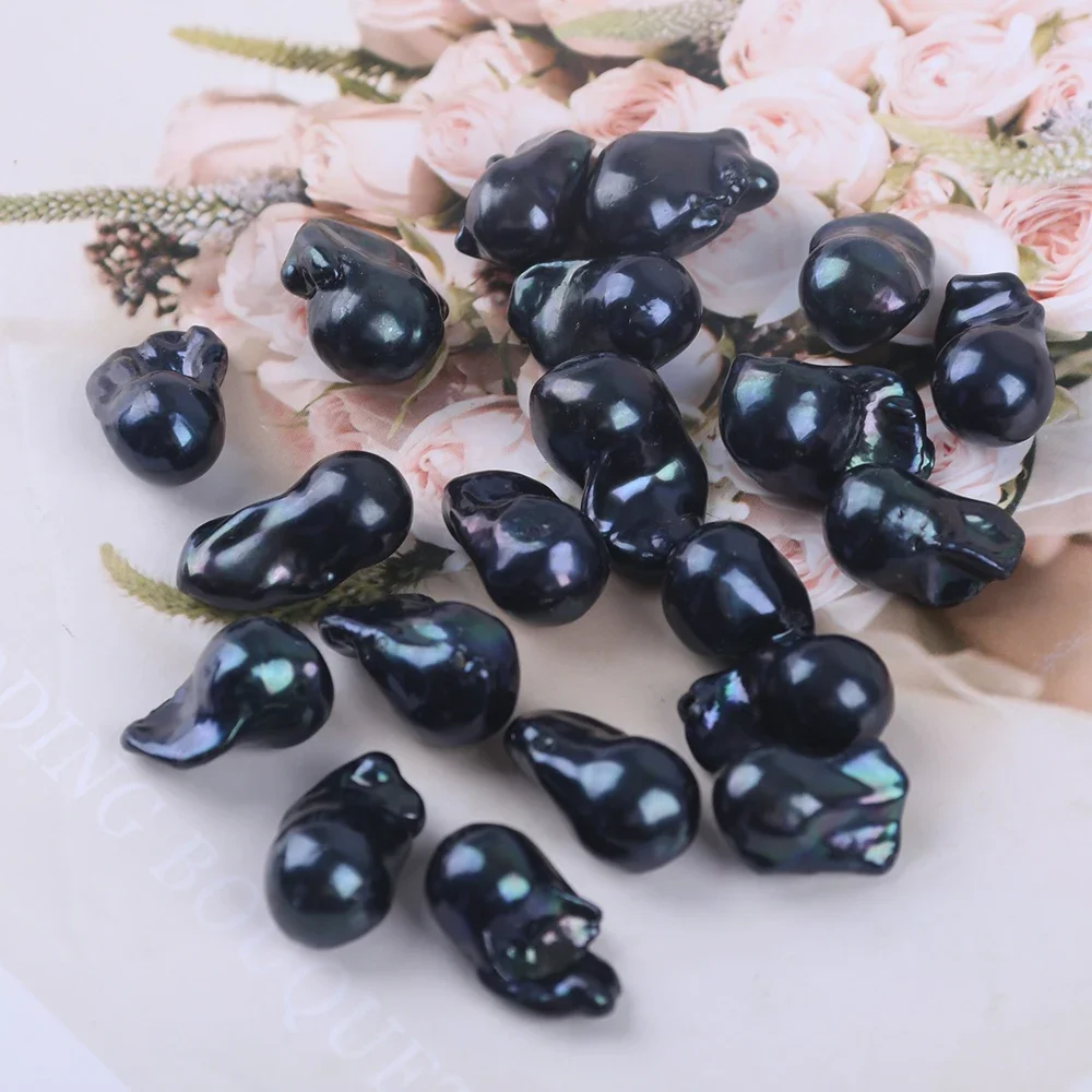 14-17mm black baroque fireball shape freshwater pearl loose beads for jewelry making Promotion for two months