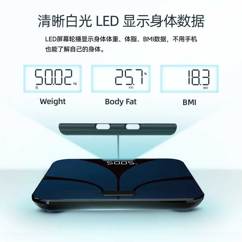 Dual‑Frequency 8‑Electrode Body Composition Scale, APP‑Connected Precise Smart Weighing Scale
