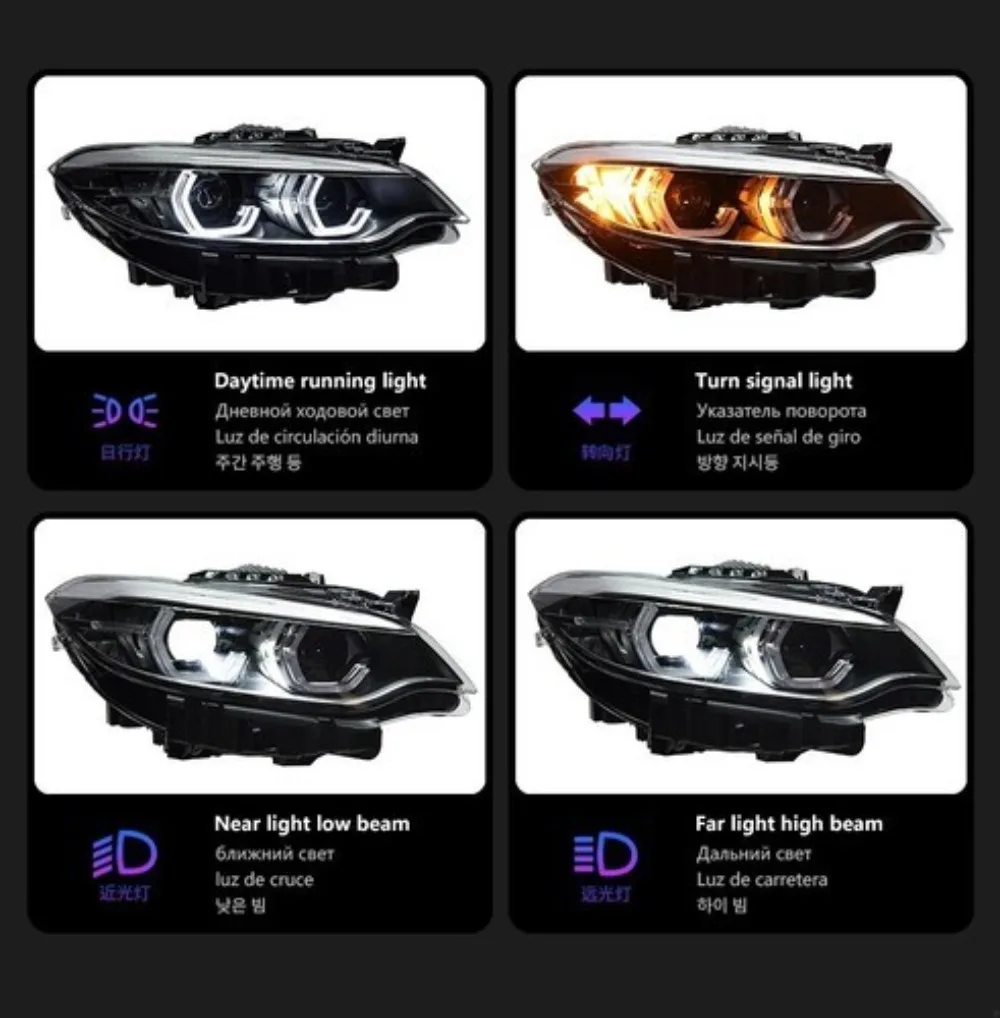 1X For 2 Series F22 Headlight 2014-2021 Upgrade Dual Color Yellow DRL Lamp Ikon M2 LED LCI Head Lights Headlamp Angel Eye for