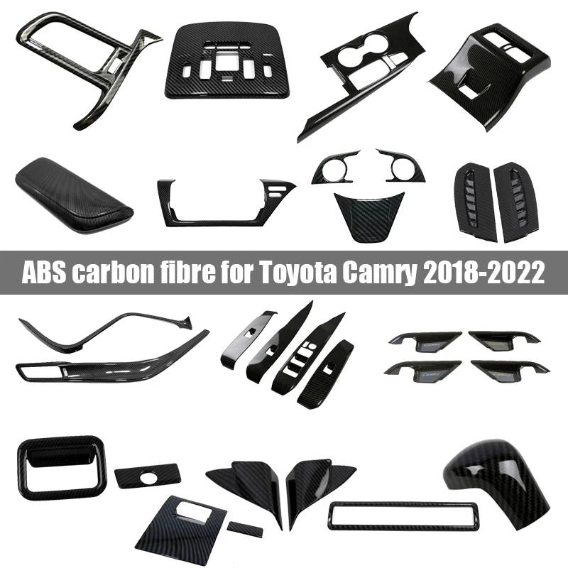 Car Interior For Toyota Camry 2018 2019 2020 2021 Carbon Fiber Steering Wheel Button Decorative Cover  Accessories Car Styling