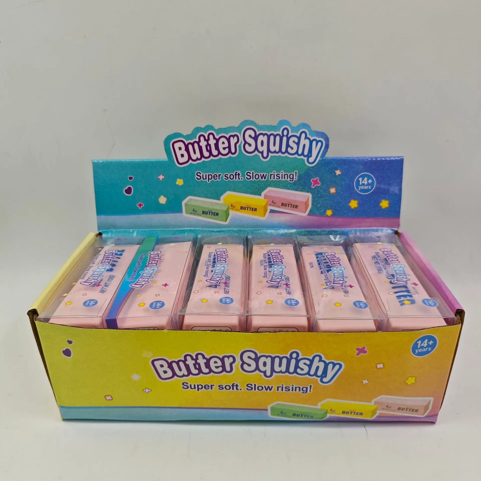 1/12PCS New Pink Building Block Butter Stick Squishy Toy, TPR Material Stress Relief Squeeze Fidget Toy for Kids Adults