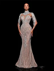 Elegant Sweetheart Neck Beaded Prom Dress 2026 Charming Sleeveless Bridal Gown Shiny Floor Length Dress For Wedding Customized