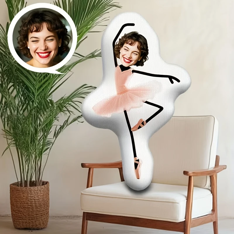 Custom Modern Style Dancing Beauty Throw Pillow, Personalized Face and Body Pattern Combination Design, Digital Printing, Suitab