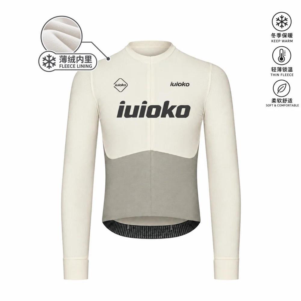 IUIOKO Winter Thermal Fleece Cycling Jersey Top MTB Bike Outdoor Men's Bicycle Clothing Long Sleeve Shirt Uniform 2027