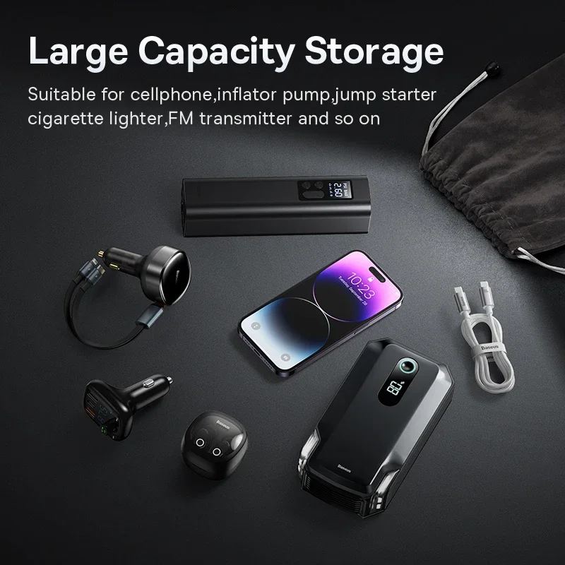 Baseus Portable Car Storage Bag for Stowing Tidying Phone Pouch Power Bank Phone Cable Inflator Pump Car Interior Accessories image 2