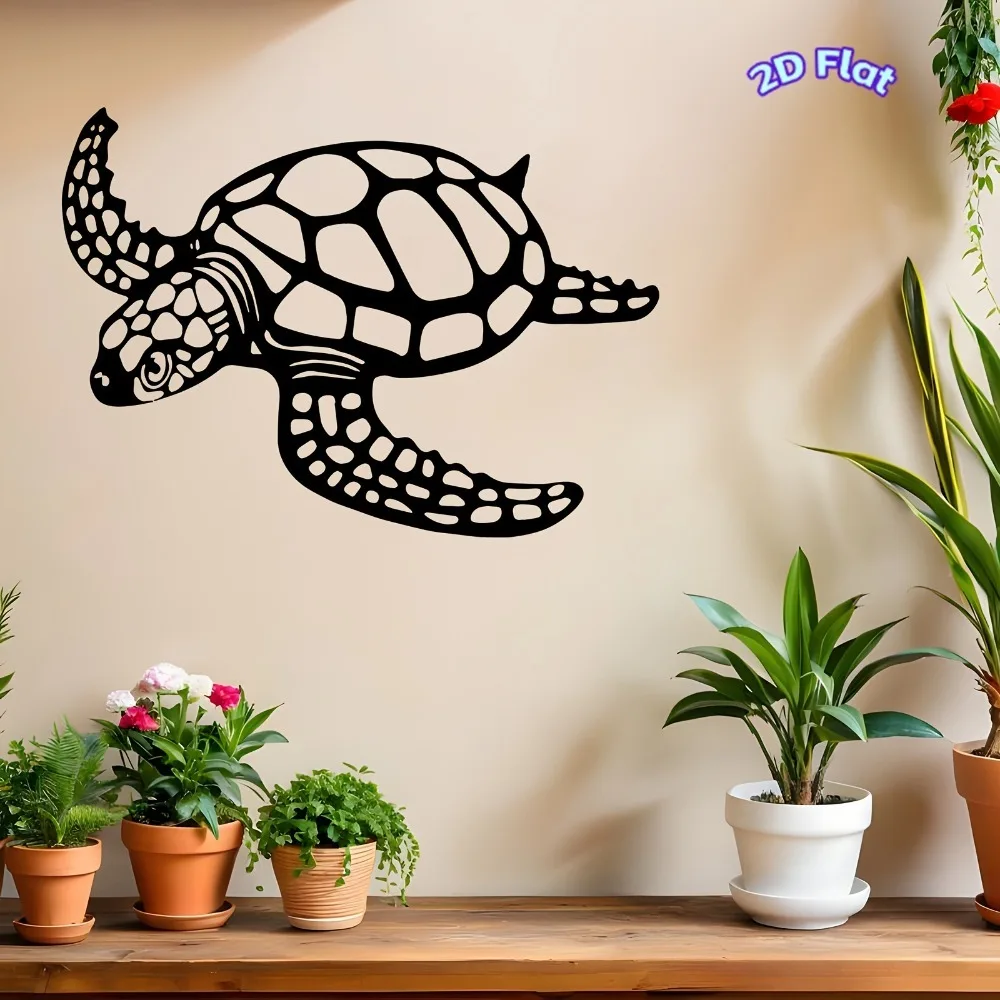 CIFBUY Wandkunst aus Eisen, Meeresschildkröte, Metalldeko, Küstengarten, Badezimmer, Geschenk, minimalistischer, rustikaler Akzent, Inneneinrichtung