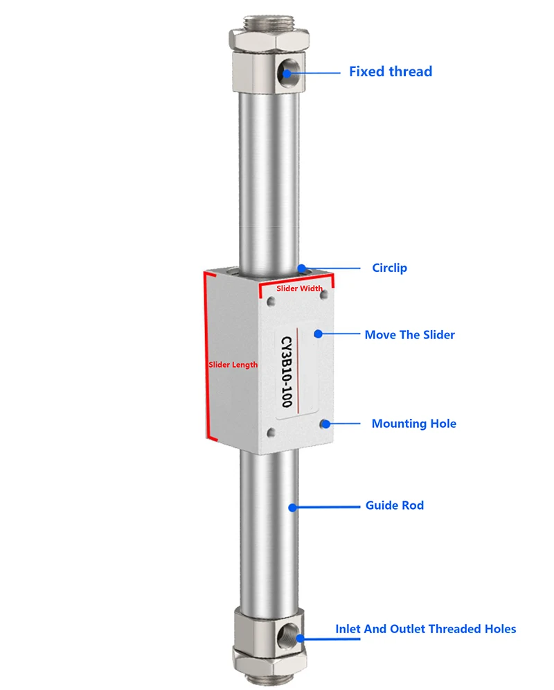 CY1B/CY3B Air Pneumatic Cylinder Magnetically Coupled Rodless Cylinder CY3B10 15 20 25 32 40 50 63-50 100 150 200 250 300 4000
