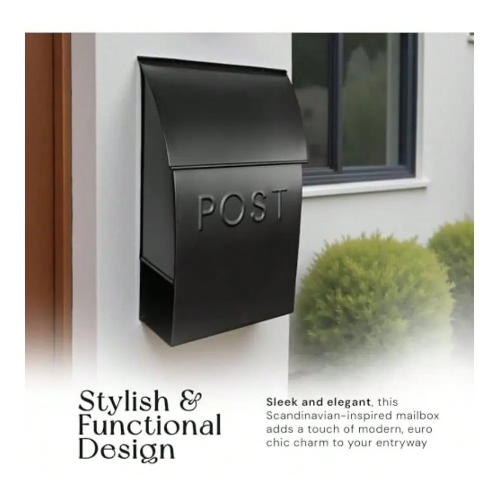 Mailboxes For Outside Wall Mount 15 X 10 X 4 Inches Black Wall Mounted Mailbox And Newspaper Holder Waterproof Mailbox For Door - The Milano Mailbox
