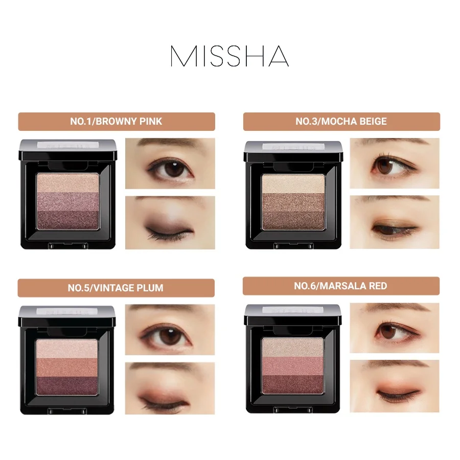 MISSHA Triple Eyeshadow 2g Palette Korea Make Up for Women Female Cosmetic Eye Pigments Waterproof Luxury Luminous Eyeshadow