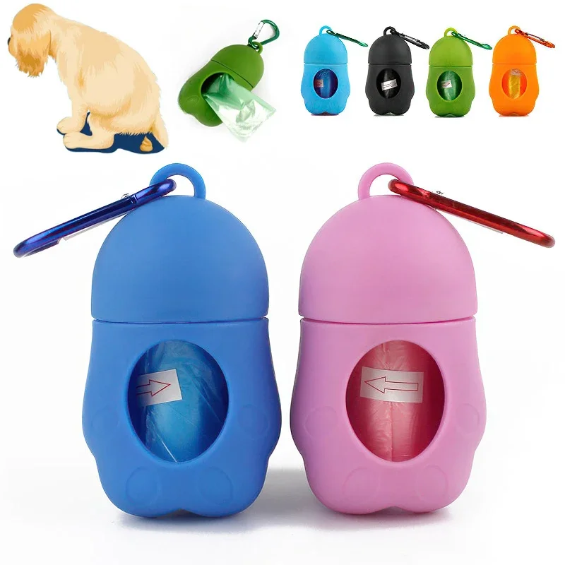 Dog Poop Scooper Bags Dispenser with Carabiner Clip Garbage Bag Set Poop Collector Holder Portable Pickup Bag Holders