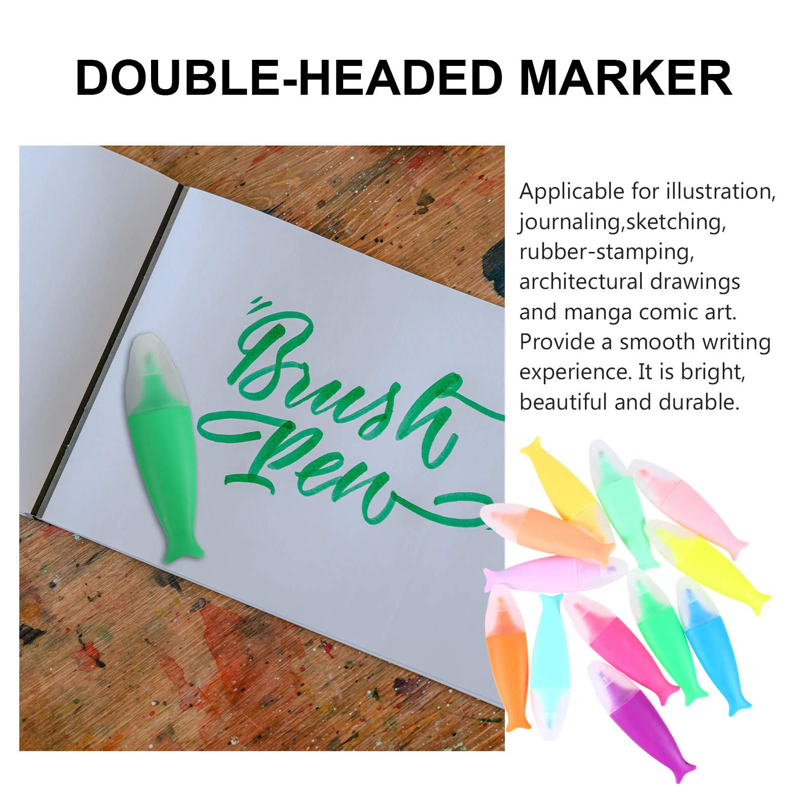 

Fluorescent Watercolor Bright Colors No Leak Fade Student Cartoon Fish Design Art Fluorescent Pens Marker Painting Pens