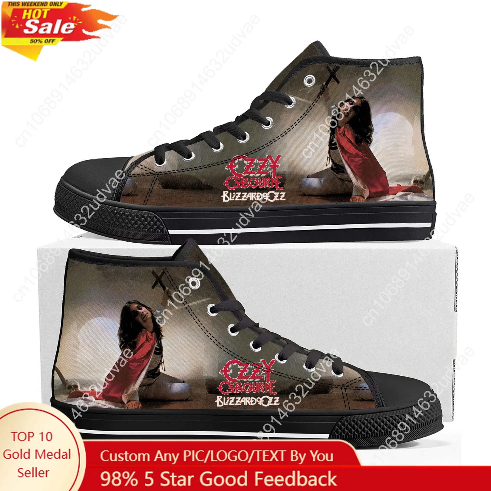Ozzy Osbourne Rock Singer High Top Shoes Men Women Teenager Canvas Walking Sneaker Sneakers Couple Footwear Custom Shoe Unisex