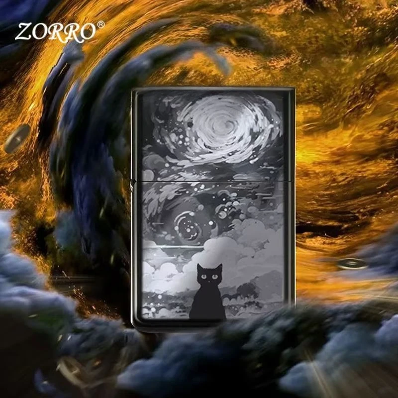 Zorro Starry Sky Cat winddichte aansteker kerosine Vintage slijpschijf cadeau