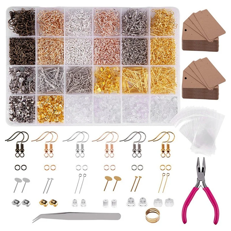 

4240Pcs Earring Making Supplies Kit Earrings Hooks Jump Rings Earring Backs Earring Cards For Jewelry Making And Repair