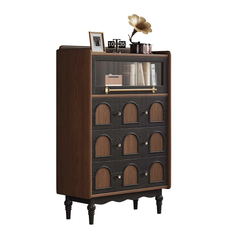 Armadietto portaoggetti antico francese in legno massello Armadietto laterale da pranzo con cassetto per soggiorno americano