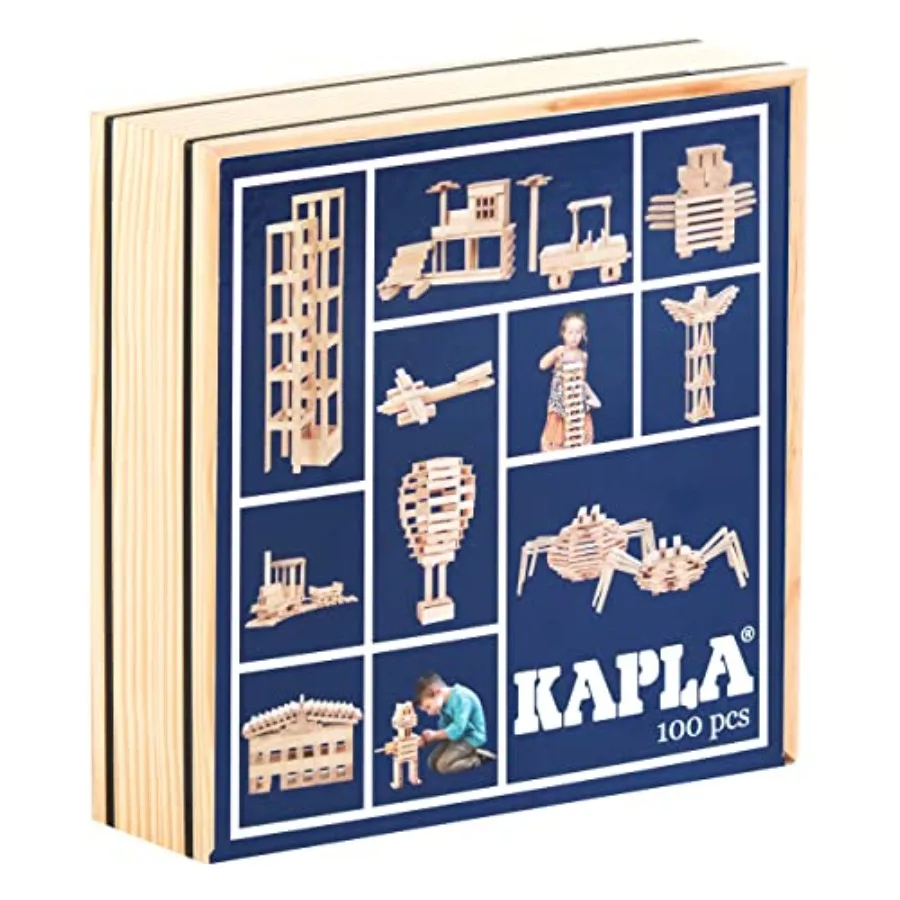 

KAPLA Wooden Construction Set 100 Building Planks for educational play natural wood unpainted beige precision-cut for stable st