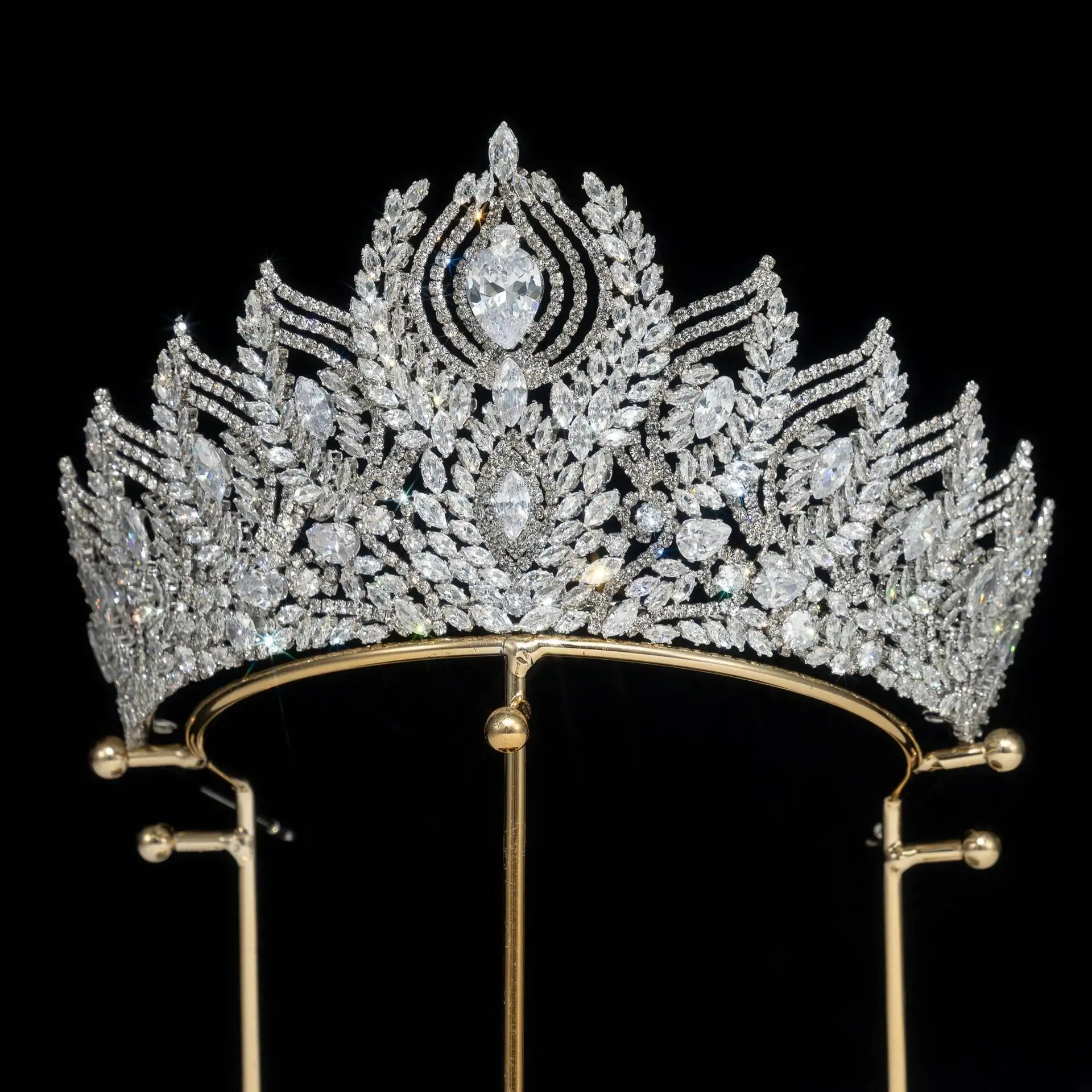 Wedding Bride Cubic Zirconia Princess Bridal Tiara Queen Crown For Pageant Miss Universe Diademas Hair Jewelry Bride Headpiece