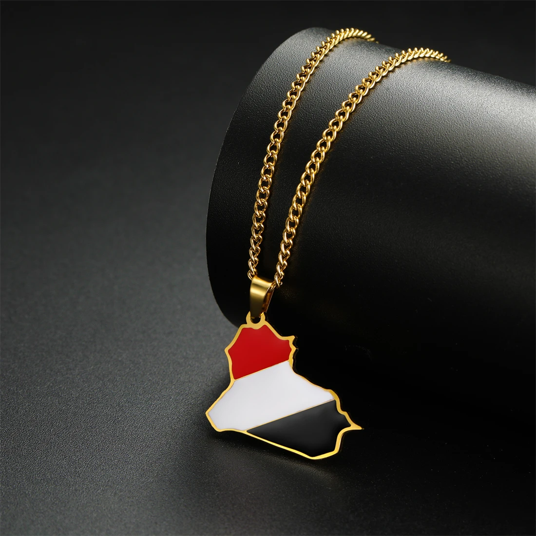 قلادة سلسلة EUEAVAN للنساء والرجال ، زيت بالتنقيط ، خريطة عربية ، فولاذ مقاوم للصدأ ، علم ، سحر ، هدايا مجوهرات ، موضة