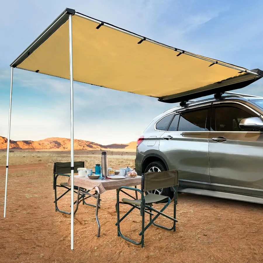 

8.2X4.6ft Pull-Out Rooftop Side Awning for 4x4 Vehicles SUV Truck Van Jeep Overland Camping Accessories UPF50+ Sun Protection P