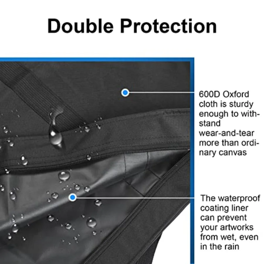 กระเป๋าใส่ผลงานศิลปะผ้าดักครอนน้ำหนักเบา ขนาด 19.6 นิ้ว x 25.6 นิ้ว สำหรับใส่ผลงานศิลปะขนาด 18 นิ้ว x 24 นิ้ว พร้อมสายสะพาย เหมาะสำหรับการพกพา