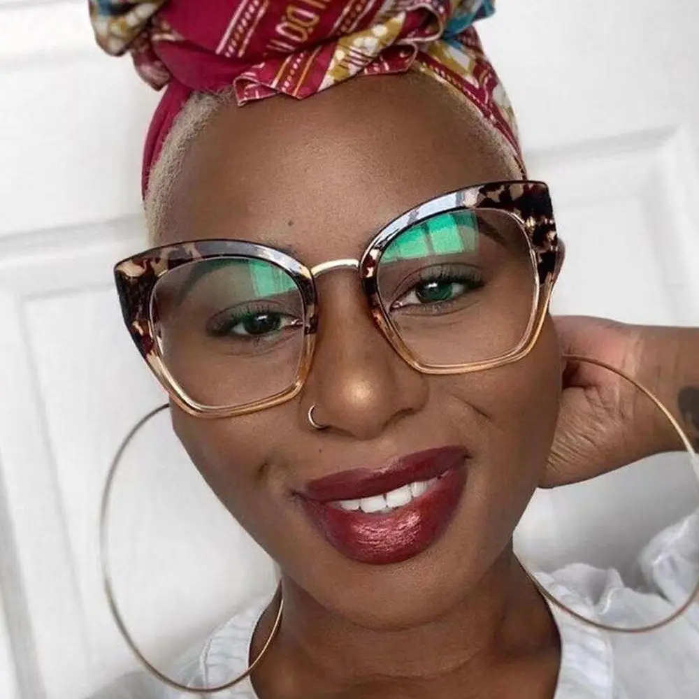 

Eye Big Frame Leopard Print Anti Radiation Optical Glasses Anti Blue Light Glasses Cat Eye Frame Eyewear Computer Eyeglasses