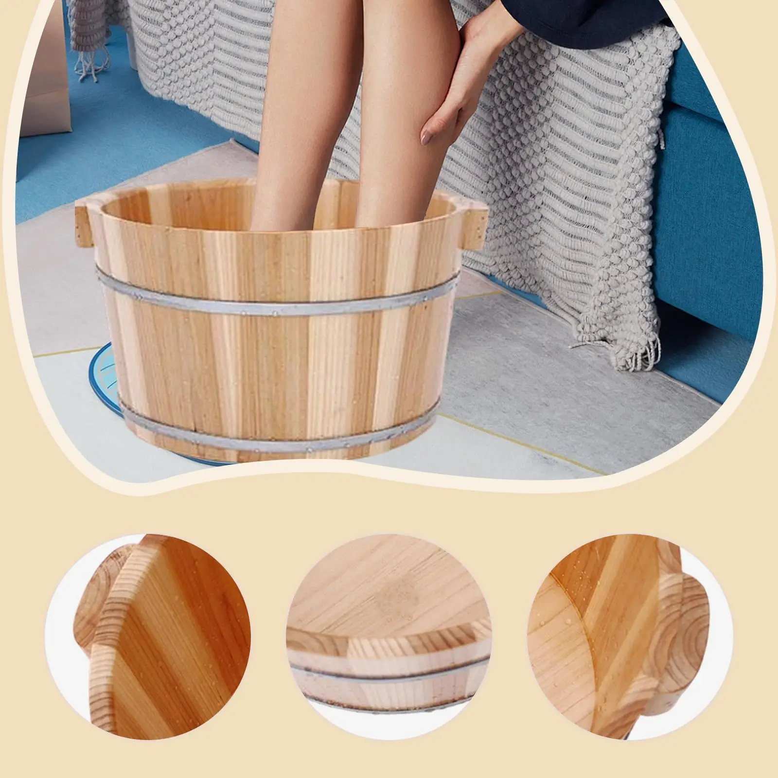 Fußbadebecken aus Holz, robuste Fußbadwanne für Haushalt, Sauna, Damen und Herren