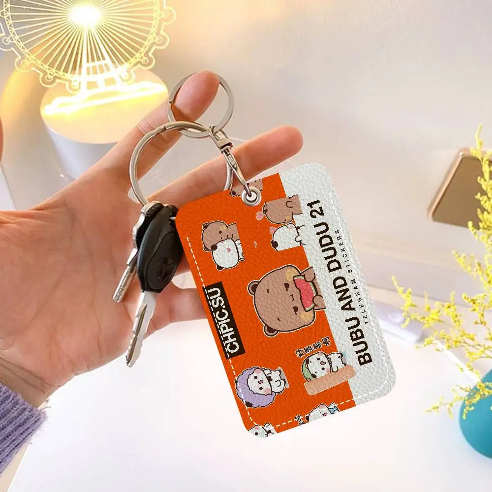 DUDU و BUBU 1 قطعة بولي Leather حامل بطاقة جلدية المفاتيح حلقة رئيسية قفل الباب الوصول العلامات بطاقة الهوية حافظة المفاتيح بطاقة #4