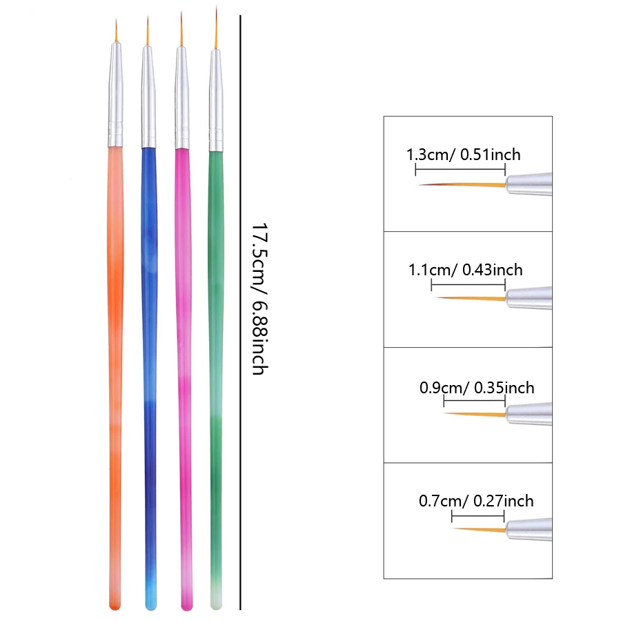 Nail Art Pinsel Set, Dual-Ended Dotting Pen Zeichnung Schnitzen Marmor Nagelstift Flat Liner für Acryl Gel Polish Maniküre – Detail 15