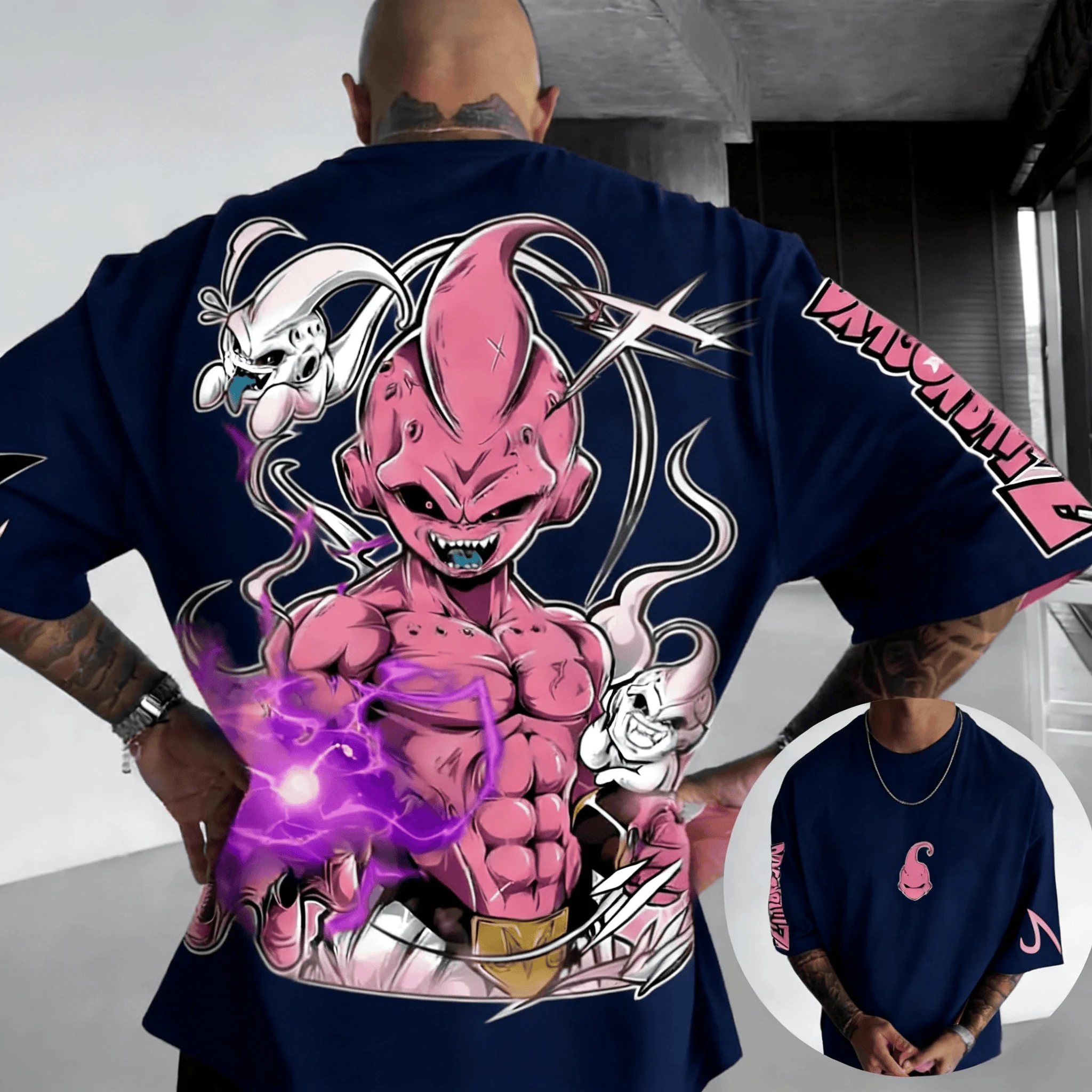 2026 Summer Dragon Ball Retro Anime T-Shirt Men's Kid Buu Casual Loose Sports Daily Short Sleeve Crew Neck Relaxed Fit Tee view 2