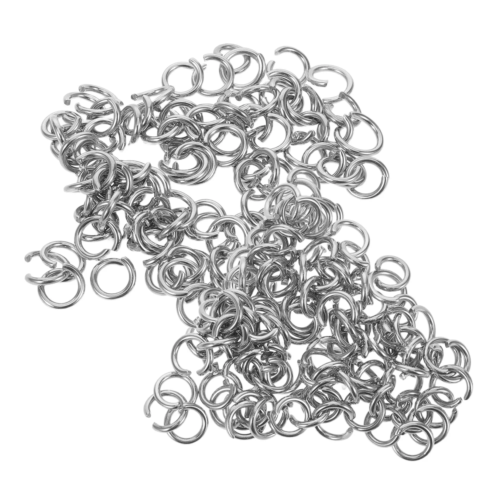 300Pcs Tiny Metal Jump Rings 8mm 9mm 10mm Stainless Steel Open Jewelry Connectors for Necklace Bracelet Earring Making Silver