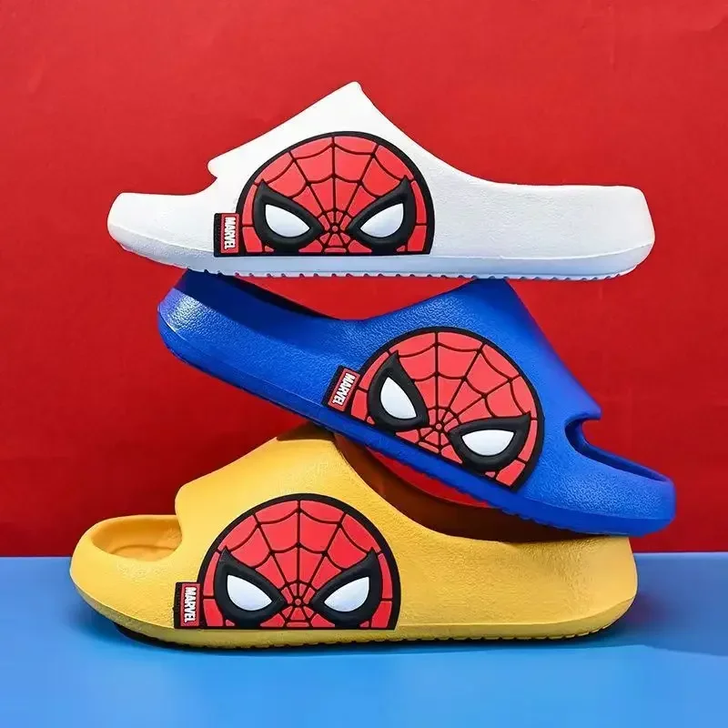 Children\'s Cute Cartoon Spider-man Sandals and Slippers Boys Lightweight Soft Sole Shoes Home Bathroom Anti Slip Sole Slippers