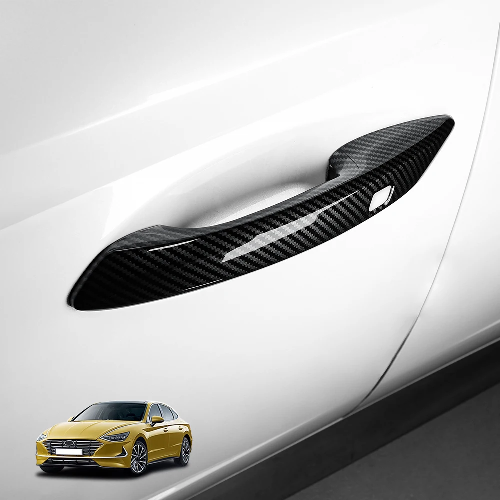For Hyundai Sonata DN8 2021-2024 Left-hand Drive Car Touch-Style Exterior Door Handle in Carbon Fibre Black ABS Exterior Trim