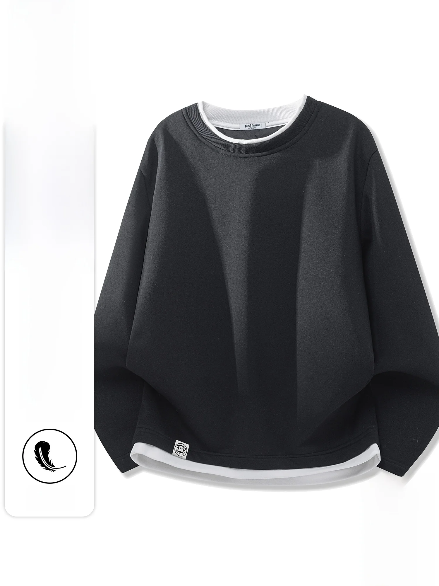 

Мужская зимняя теплая свободная толстовка Paul Frank с круглым вырезом и наполнителем из гусиного пуха, повседневный комфортный базовый слой из полиэстера и хлопка