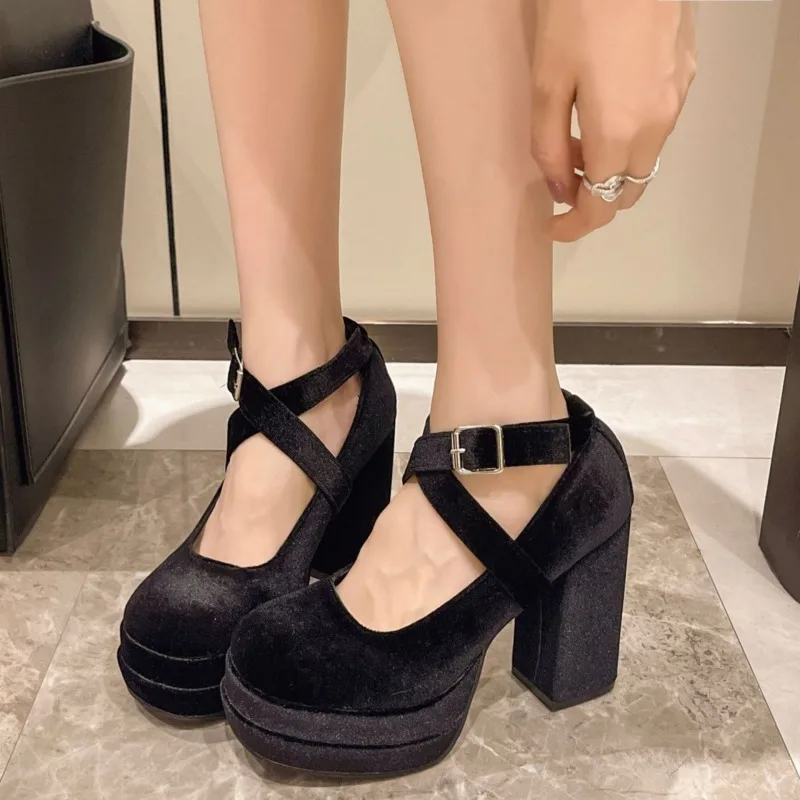 Platform High Heels Mary Jane Shoes Chunky Heel Lolita Pumps, Pink Bow Shallow Mouth Elegant, Party Cosplay Footwear Women Shoes 4