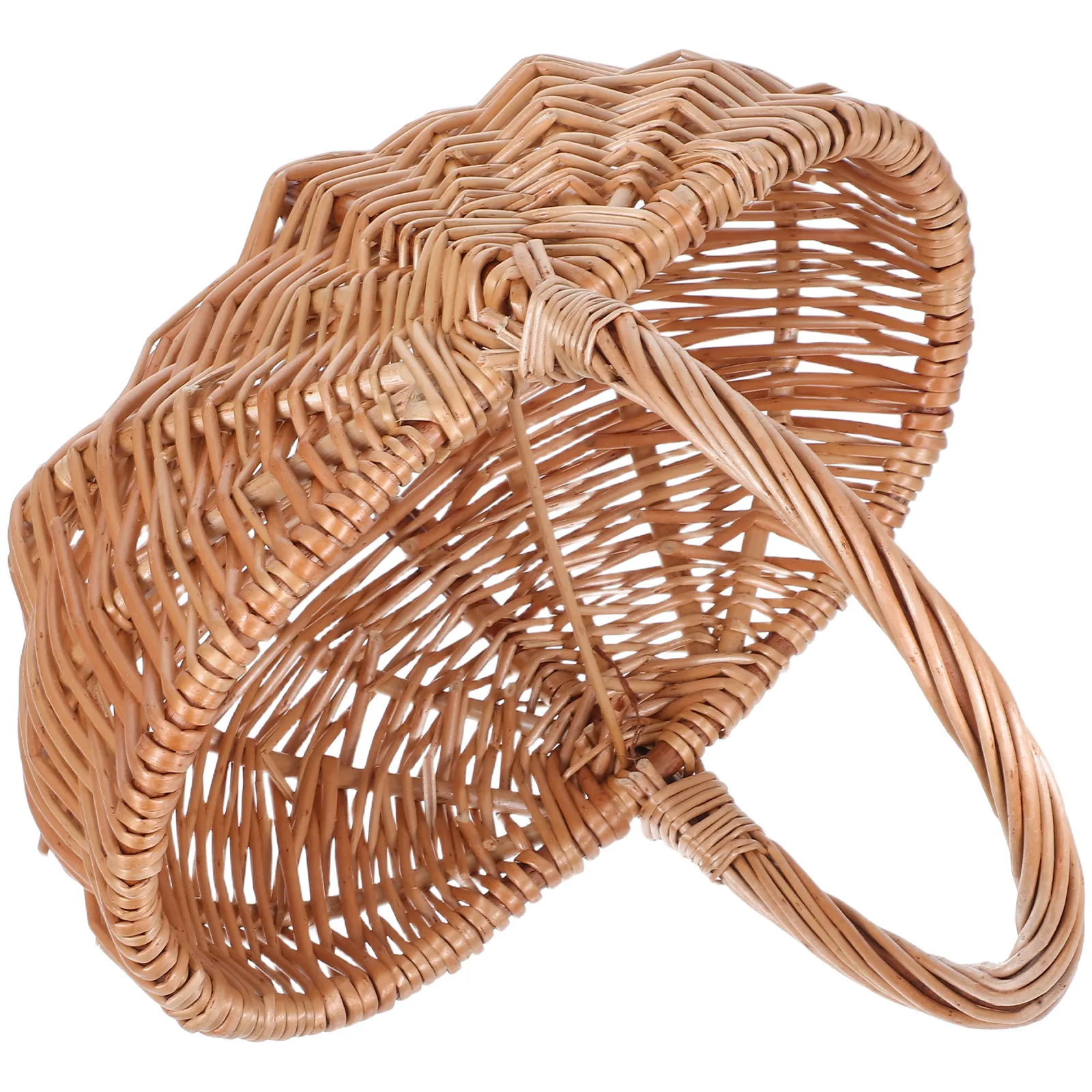 Handwoven Natural Wicker Basket for Egg Gathering Fruits Vegetables Picnic Harvest Portable Lightweight Outdoor