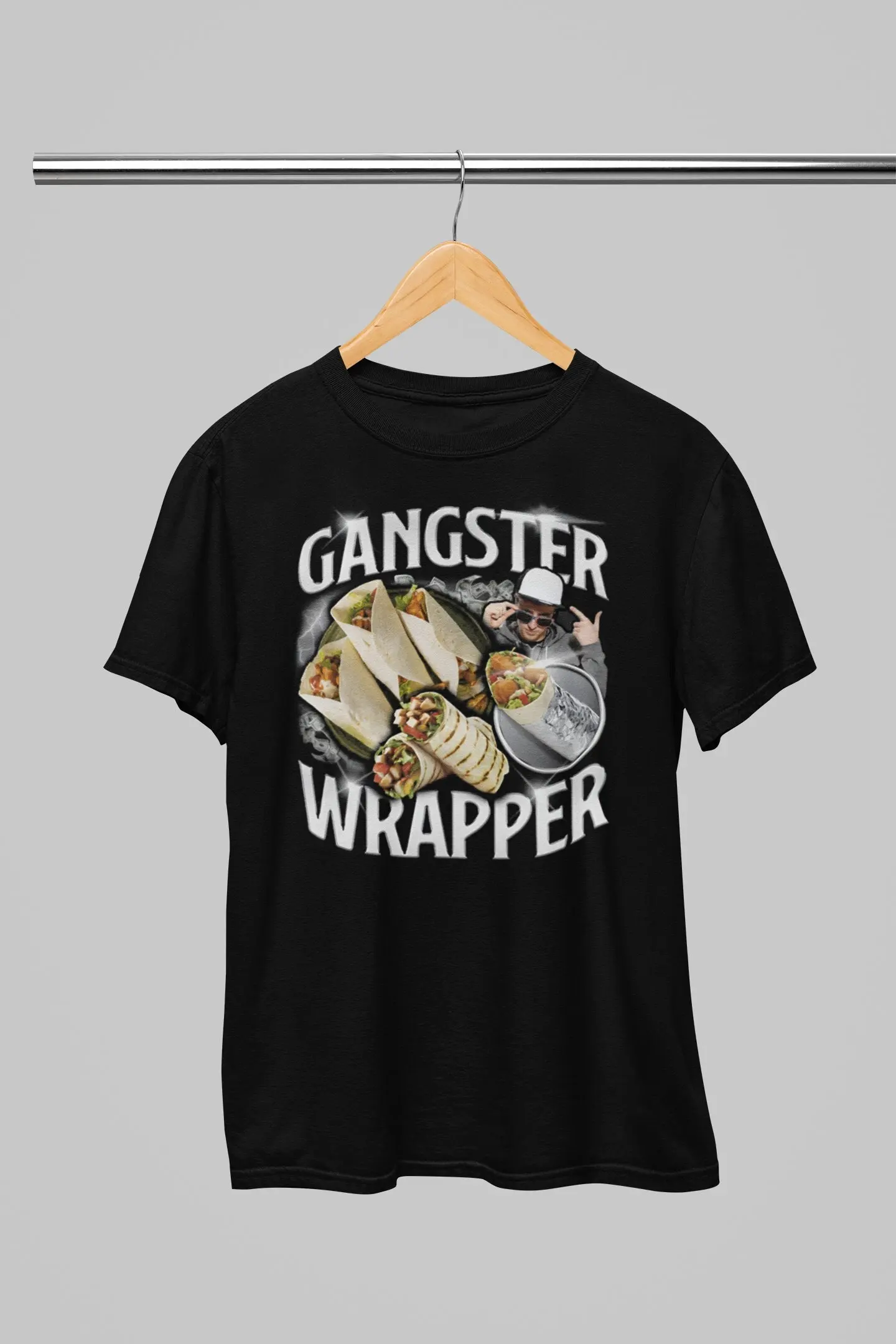 Gangster Rapper T Shirt Funny Meme Gangsta Rap Wrapper Vintage