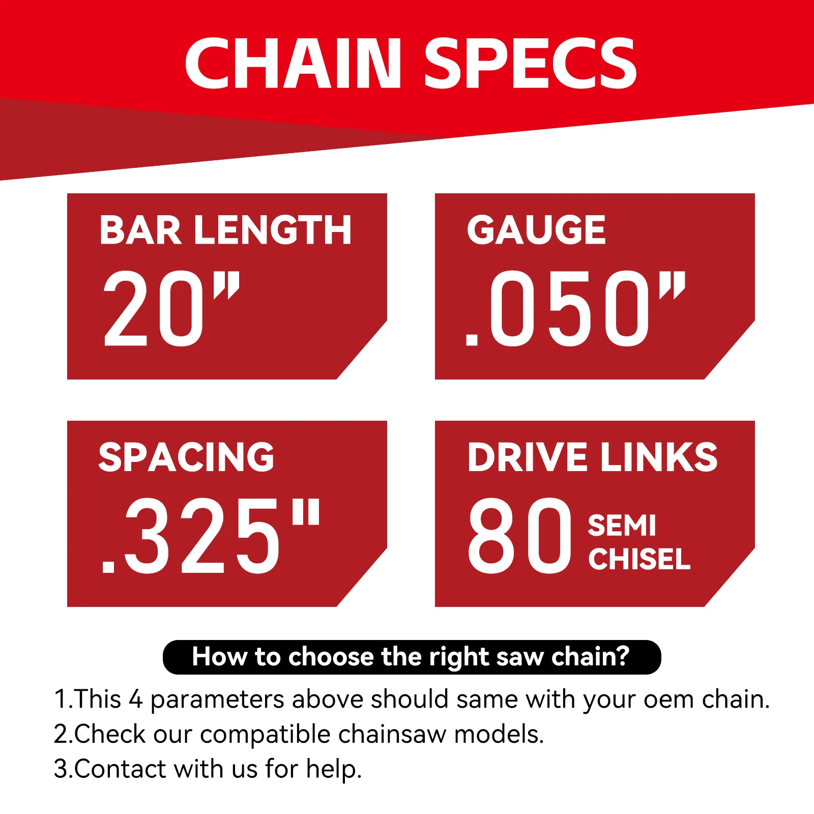 20 Inch Saw Chain 2 Pack 0.325