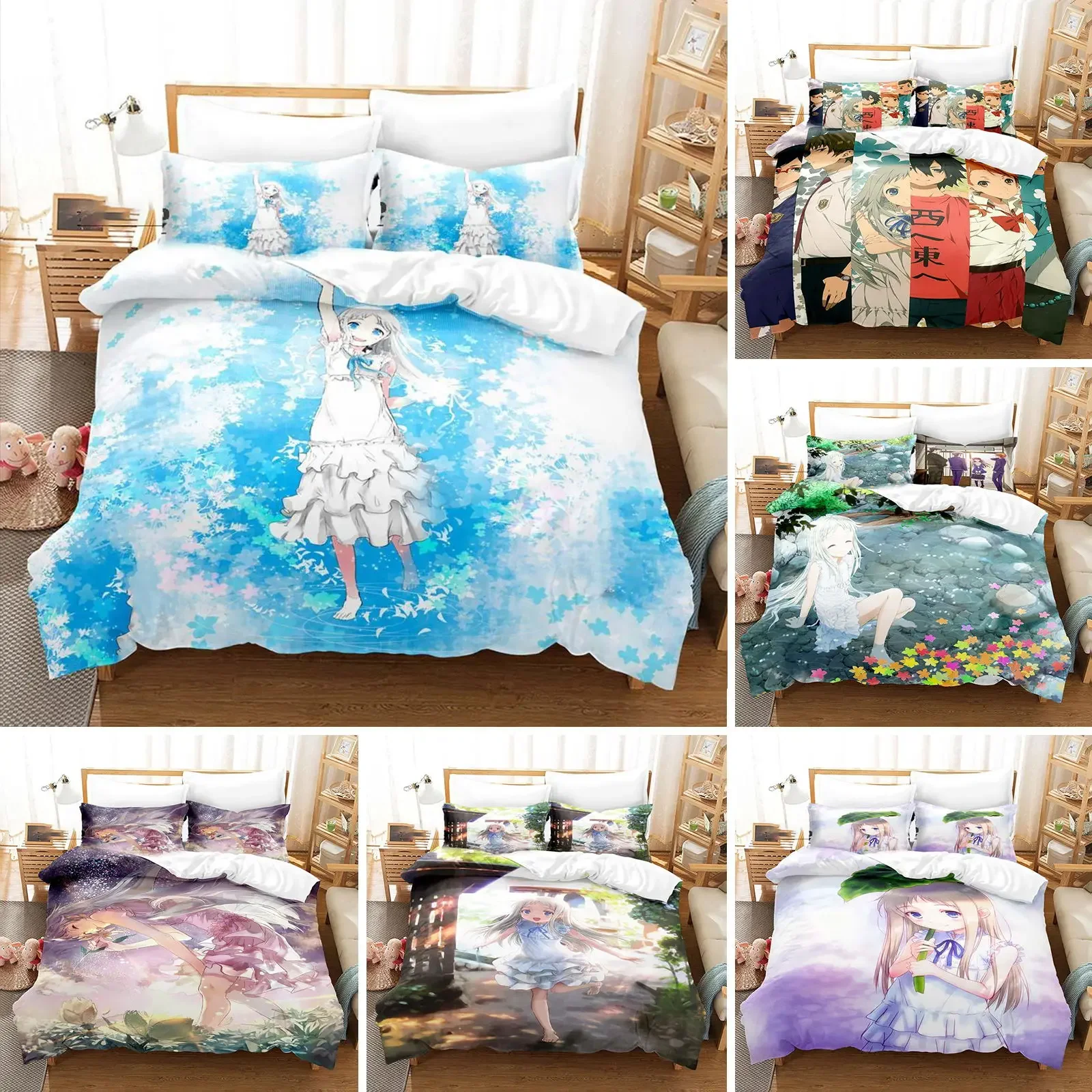 

Anime Honma Meiko Anohana Bedding Set Duvet Cover Bedroom Comforter Single Twin King Size Quilt Cover Home Textile 2/3PCS