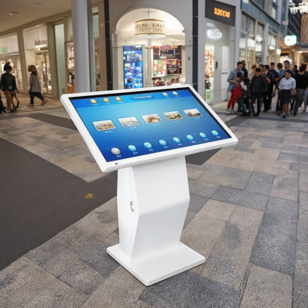 43 55 Inch Floor Standing Interactive Touch Screen Display Kiosk Android Self Service Kiosk Elevator Cloud-Based CMS
