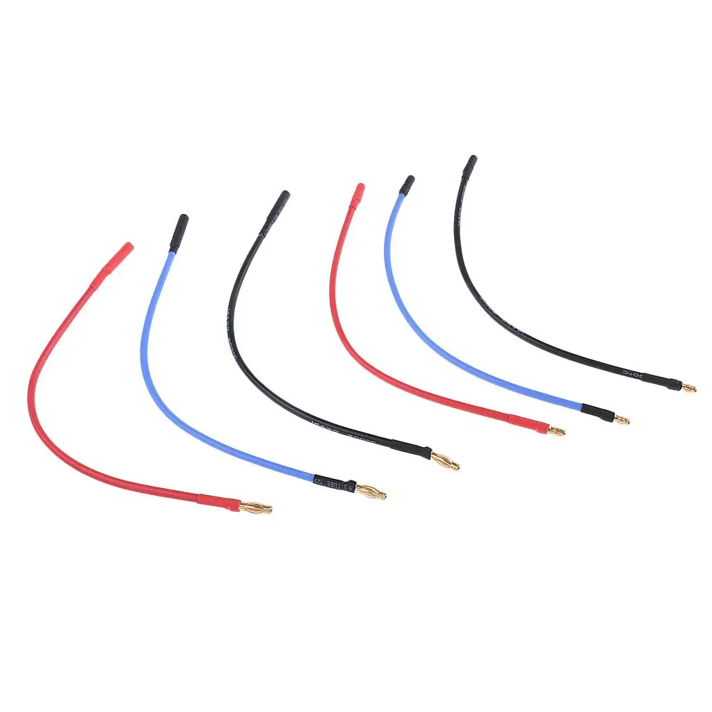 6pc 230mm 4.0mm 3.5mm Banana RC Brushless Motor ESC Connectors Extension Cable