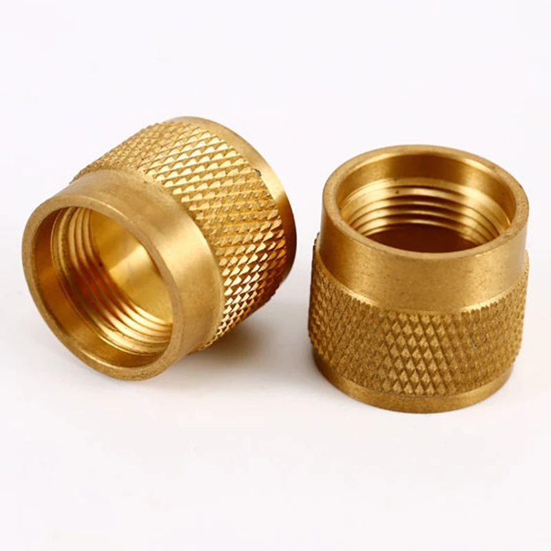 

Cnc Precision Machining Parts Rapid Prototype Brass CNC Machined Knurled Threaded Nut / Connector Sleeve