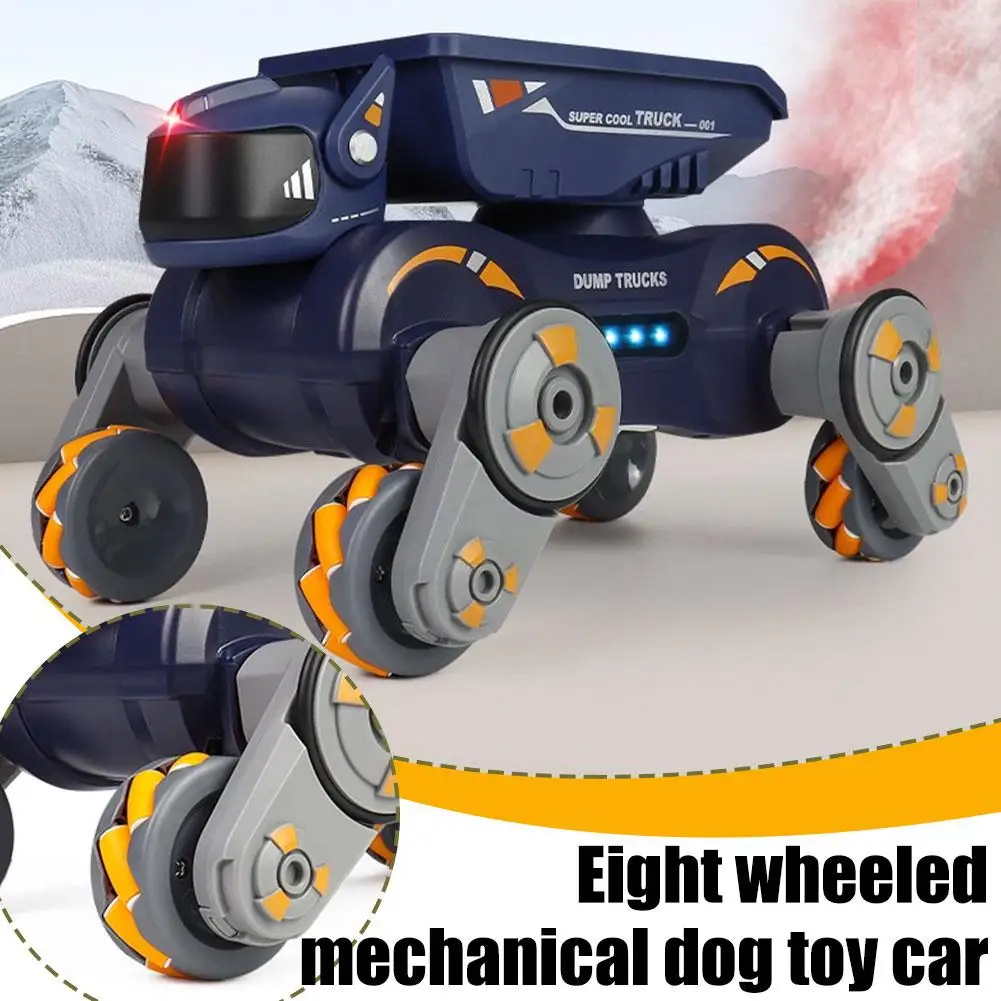 Rc Robot Dog Remote Dual Control Eight Wheel Mechanical Children's Intelligent Control Remote Induction Car Gesture Toy Dog Q0c1