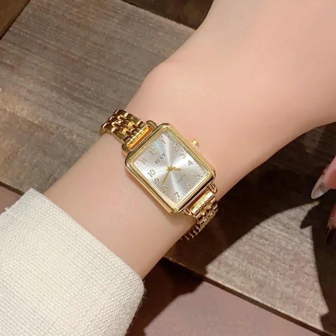 السيدات ساحة المرأة ووتش أزياء الذهب اللباس سوار سلسلة التناظرية ساعات الكوارتز عارضة ساعات المعصم Reloj Mujer ساعة هدية