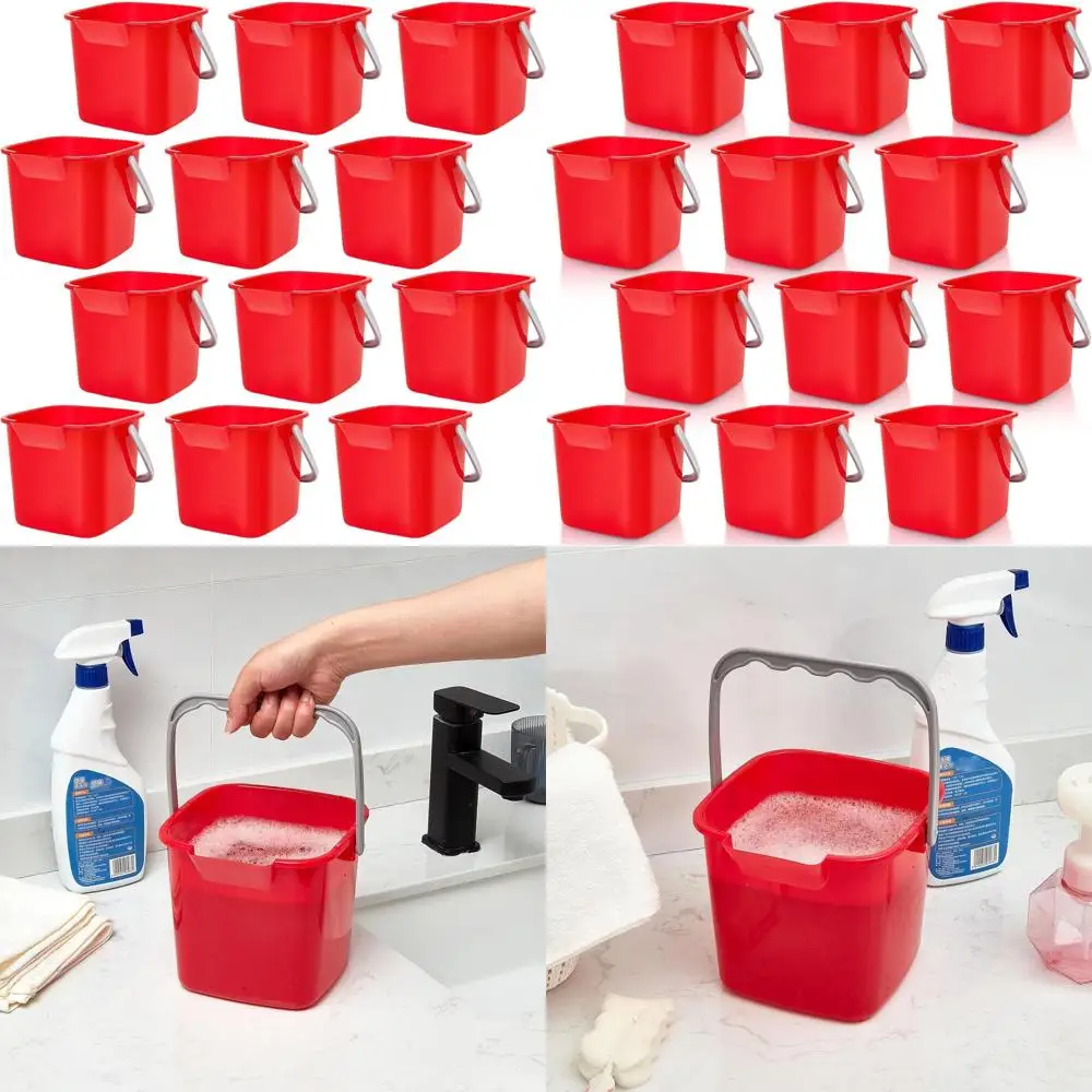 

Набор из 12 красных пластиковых ведер для дезинфицирующего средства объемом 3 литра с носиком и ручкой для уборки кухонь и офисов.