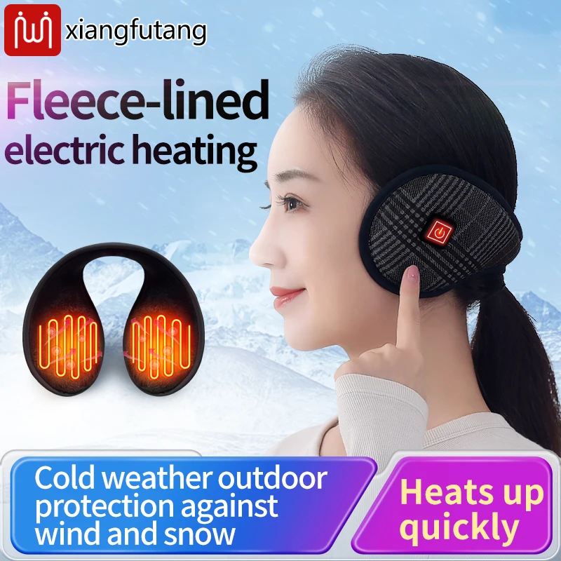 

Heated Earmuffs 3 Heating Levels Heated Ear Warmers with Warm Fleece Lining Automatic Wear Foldable Ear Muffs Winter Outdoor
