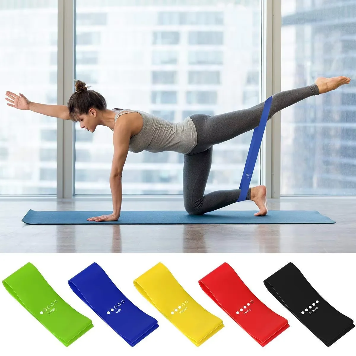 Cross-border Dedicated Yoga Latex Tension Ring Elastic Band Thin Legs Hip Lift Resistance Band Bodybuilding Tension Band Flat image 4