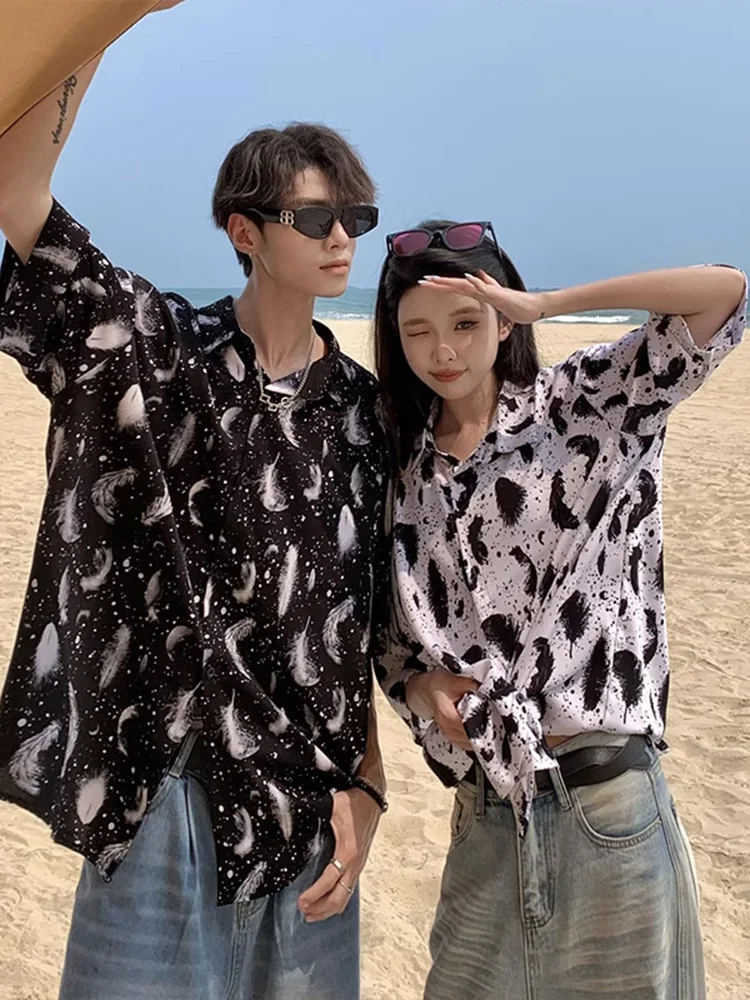 

Men's Floral Shirt Short Sleeve Summer Trendy Hawaiian Half Sleeve Versatile Loose Fit Button down Youthful Style Casual Wear